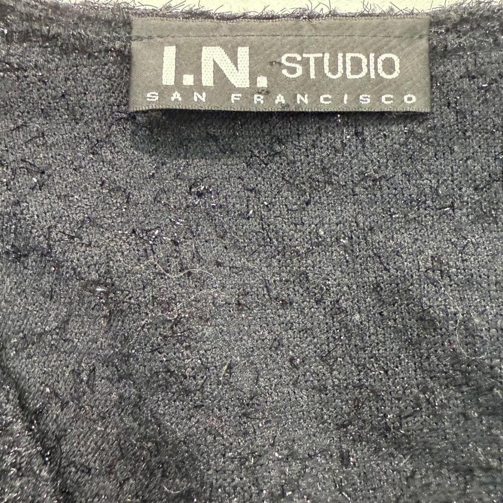 Vintage Womens Sz 14 Black Metallic Sweater Cardigan‎ I.N. Studio San Francisco - Picture 6 of 10